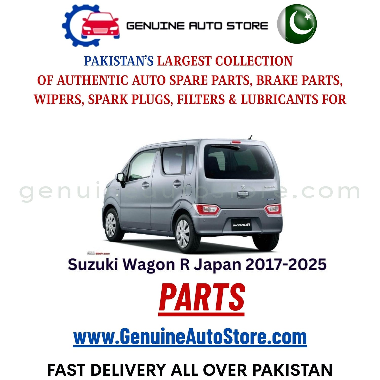 Original Suzuki Wagon R Japan 2017-2025 parts – brake pads, brake shoe, spark plugs, filters, wipers in Pakistan