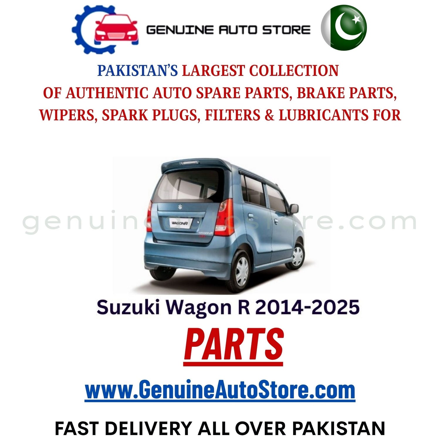 Original Suzuki Wagon R 2014-2025 parts – brake pads, brake shoe, spark plugs, filters, wipers in Pakistan