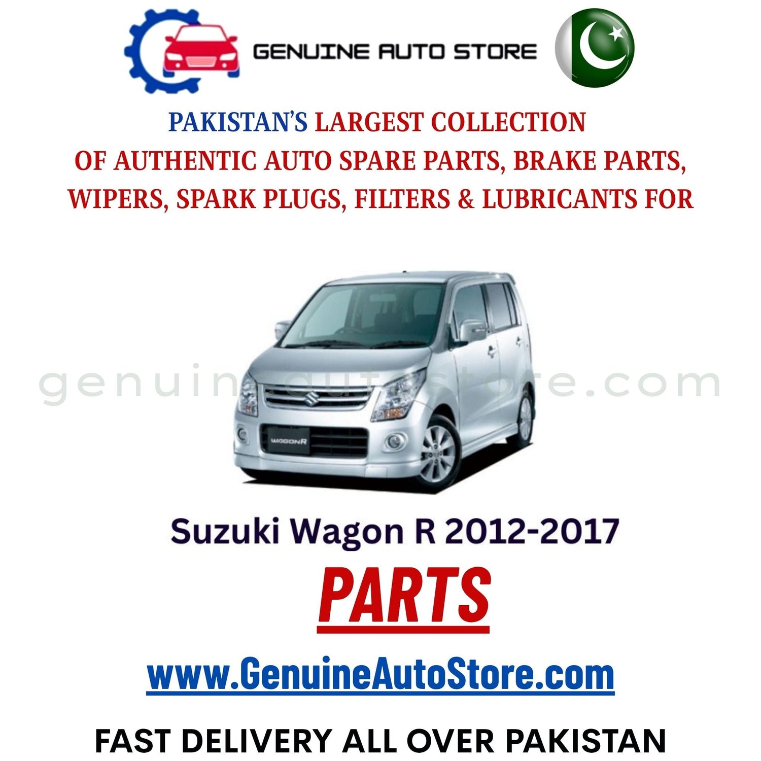 Original Suzuki Wagon R 2012-2017 parts – brake pads, brake shoe, spark plugs, filters, wipers in Pakistan