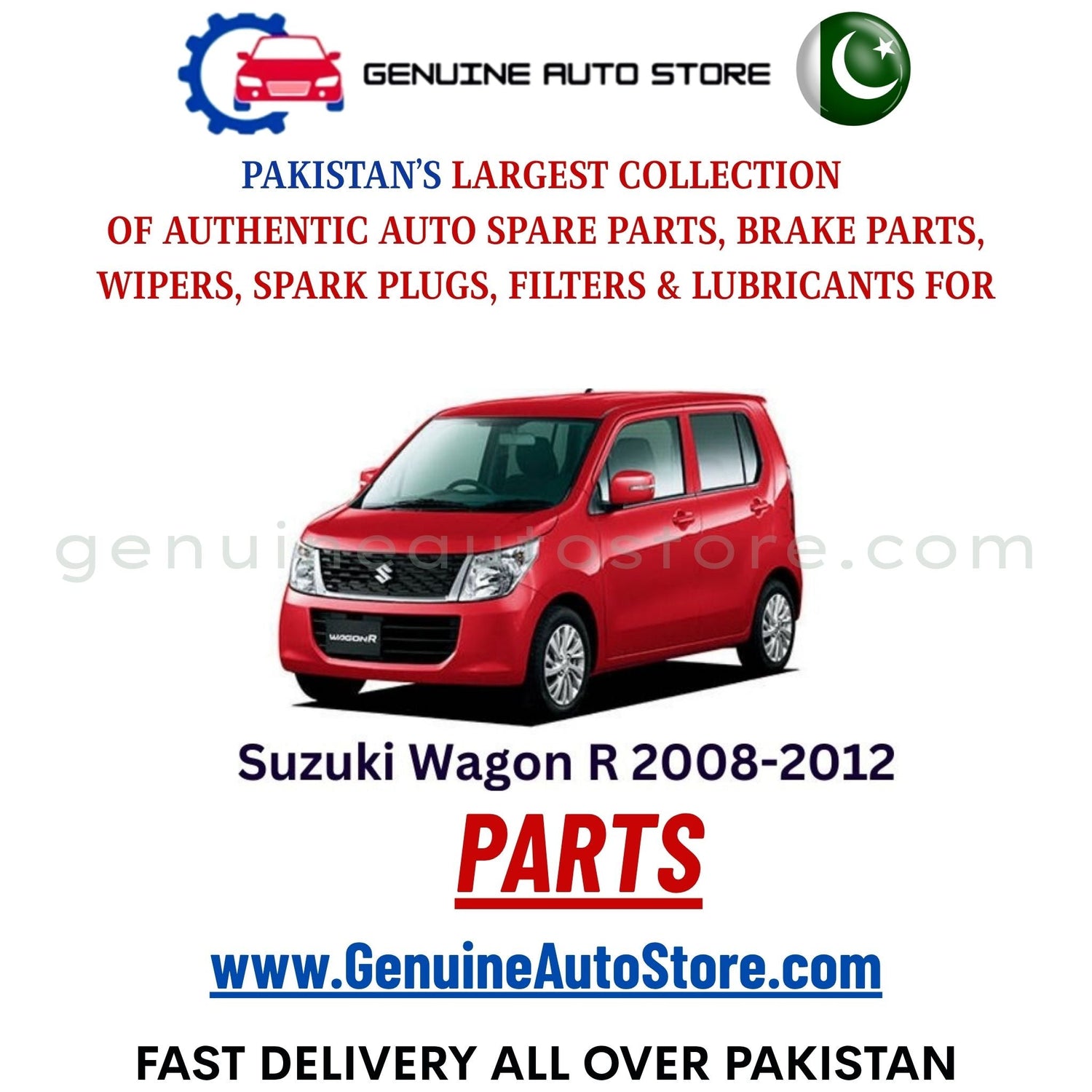 Original Suzuki Wagon R 2008-2012 parts – brake pads, brake shoe, spark plugs, filters, wipers in Pakistan