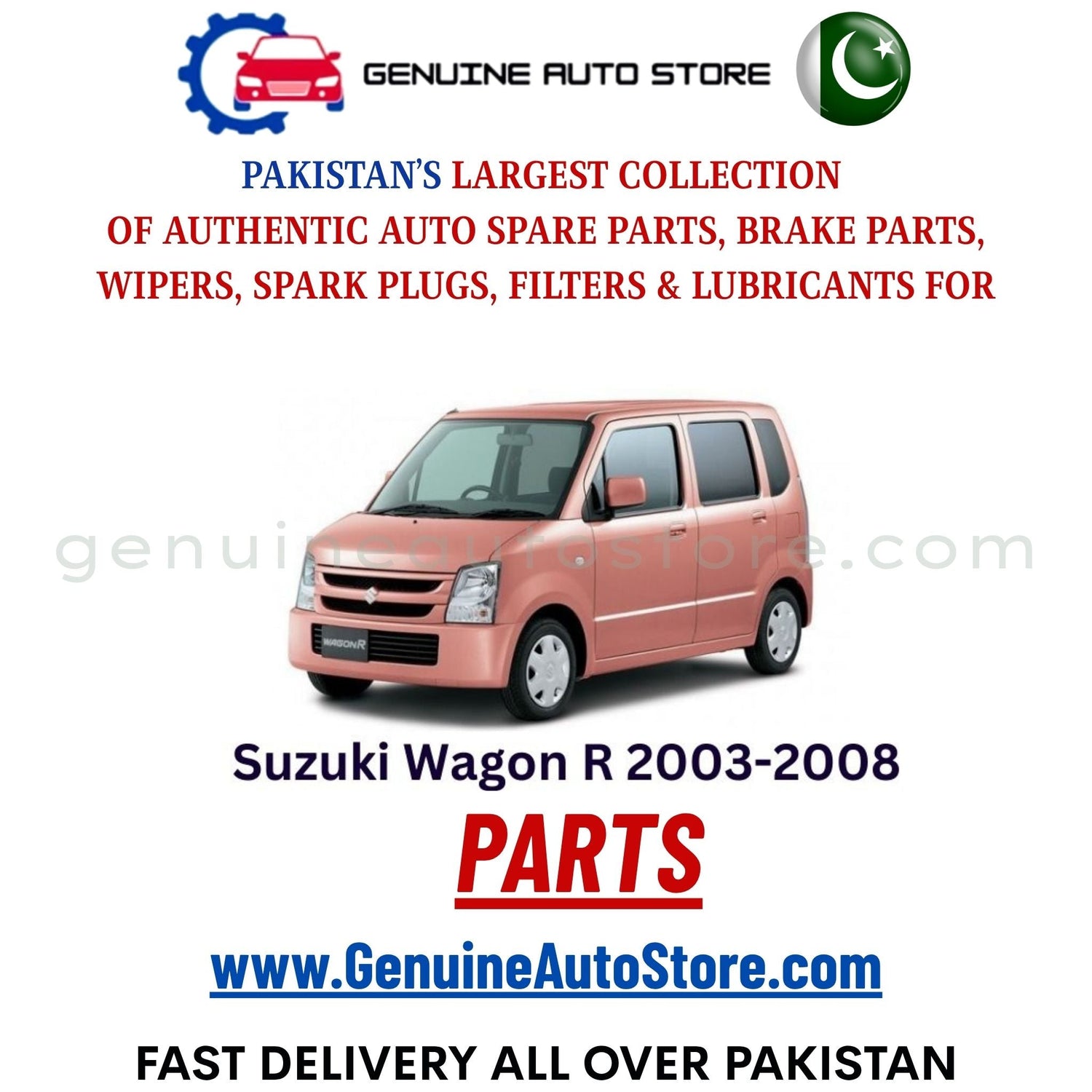 Original Suzuki Wagon R 2003-2008 parts – brake pads, brake shoe, spark plugs, filters, wipers in Pakistan