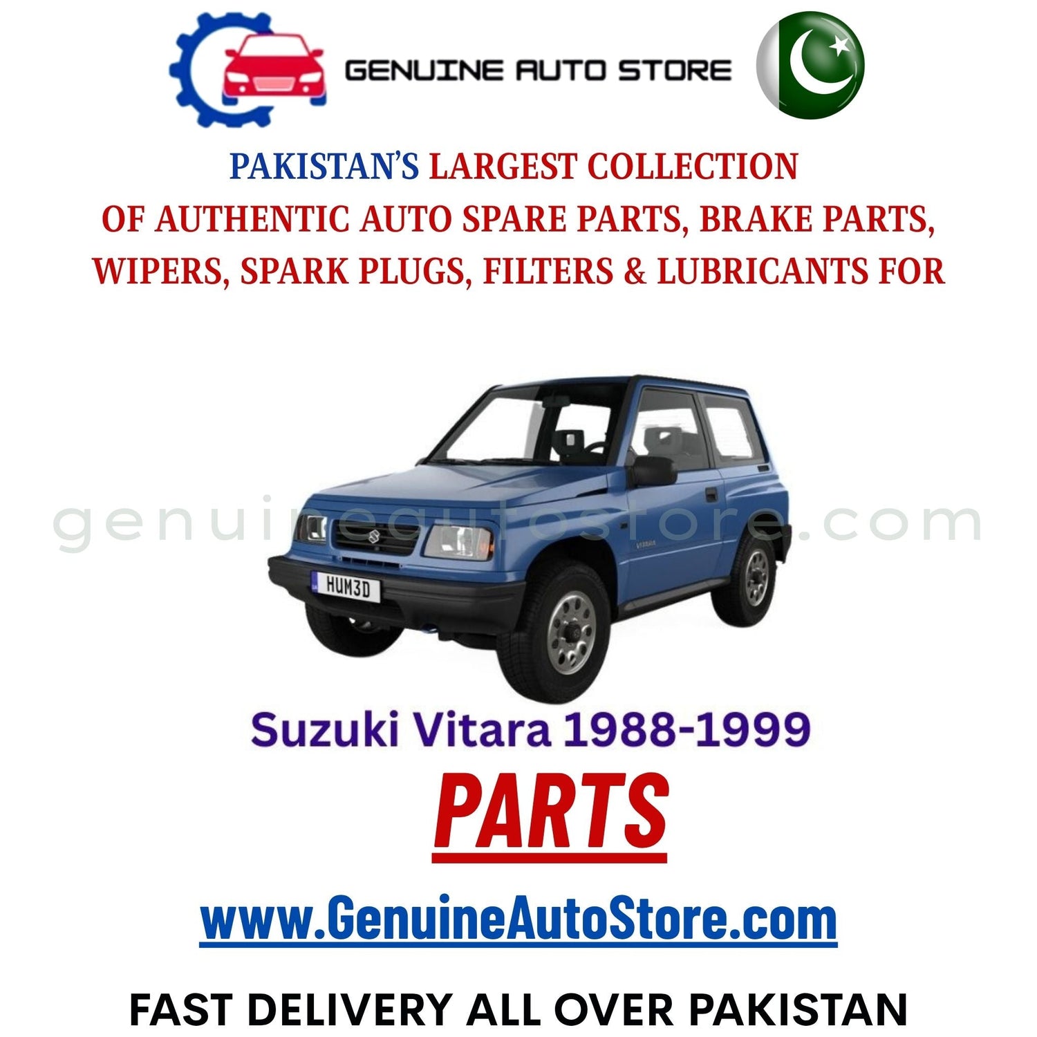 Original Suzuki Vitara 1988-1999 parts – brake pads, brake shoe, spark plugs, filters, wipers in Pakistan