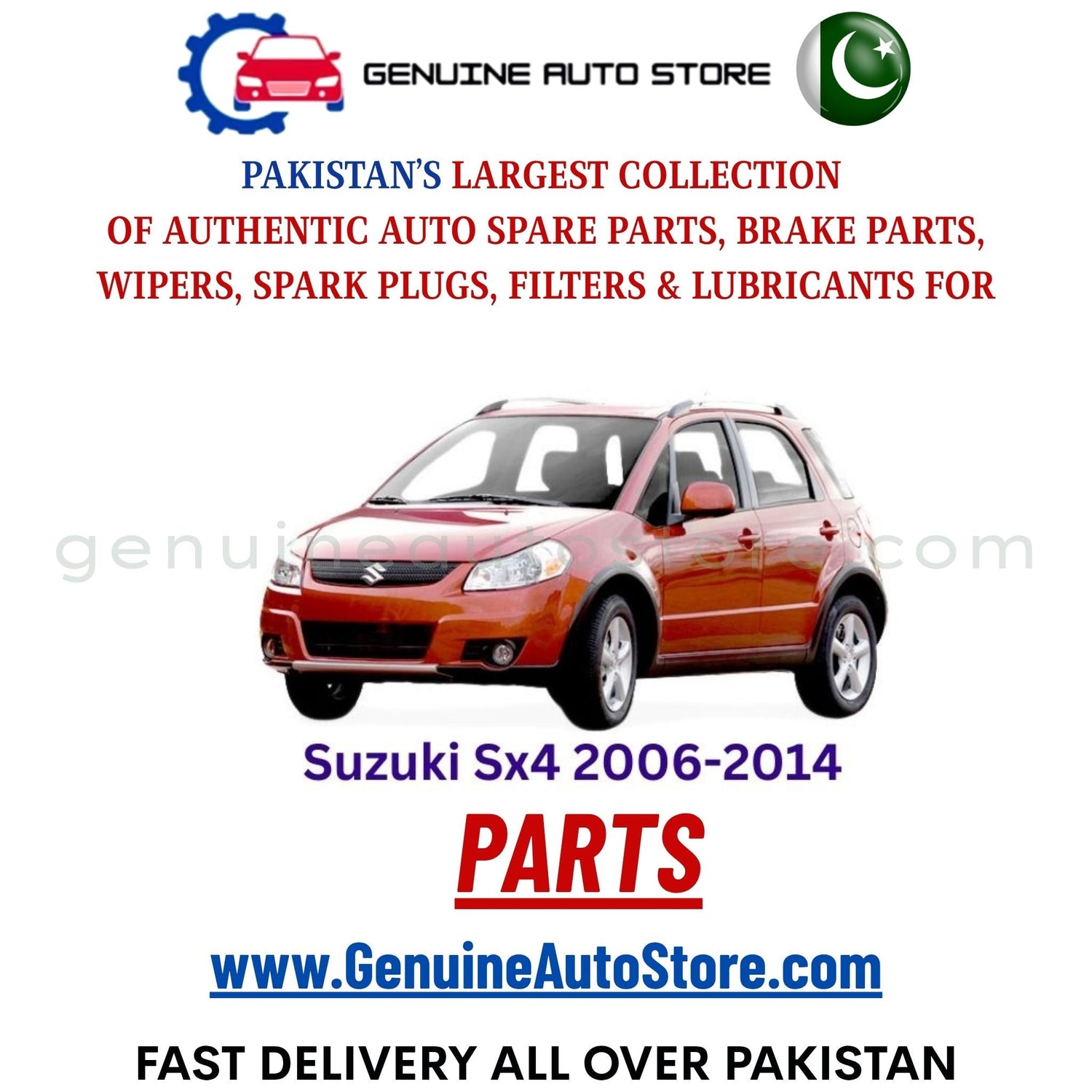 Original Suzuki Sx4 2006-2014 parts – brake pads, brake shoe, spark plugs, filters, wipers in Pakistan
