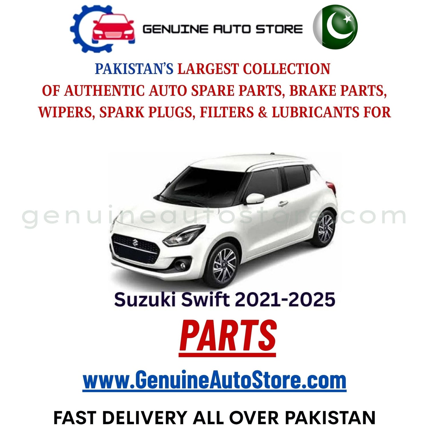 Original Suzuki Swift 2021-2025 parts – brake pads, brake shoe, spark plugs, filters, wipers in Pakistan