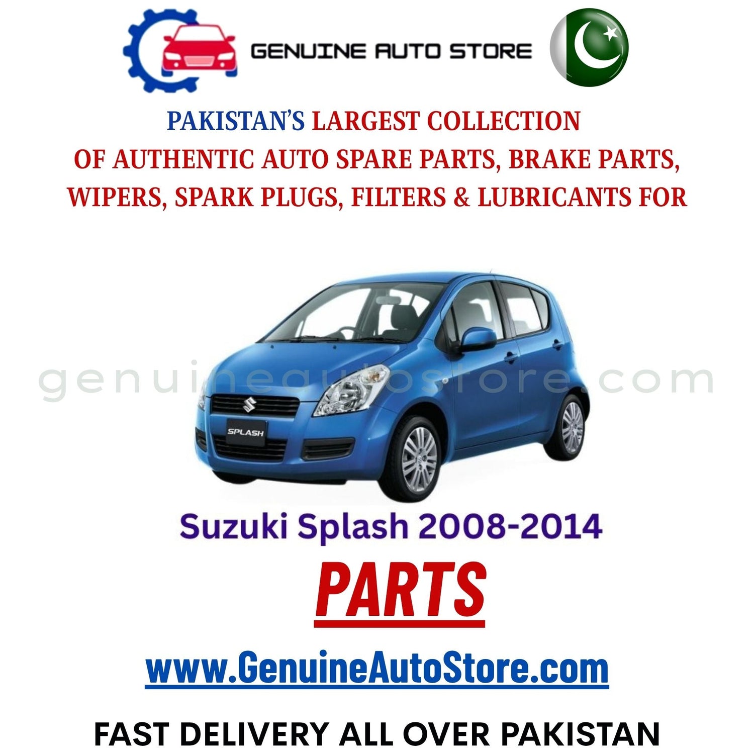 Original Suzuki Splash 2008-2014 parts – brake pads, brake shoe, spark plugs, filters, wipers in Pakistan