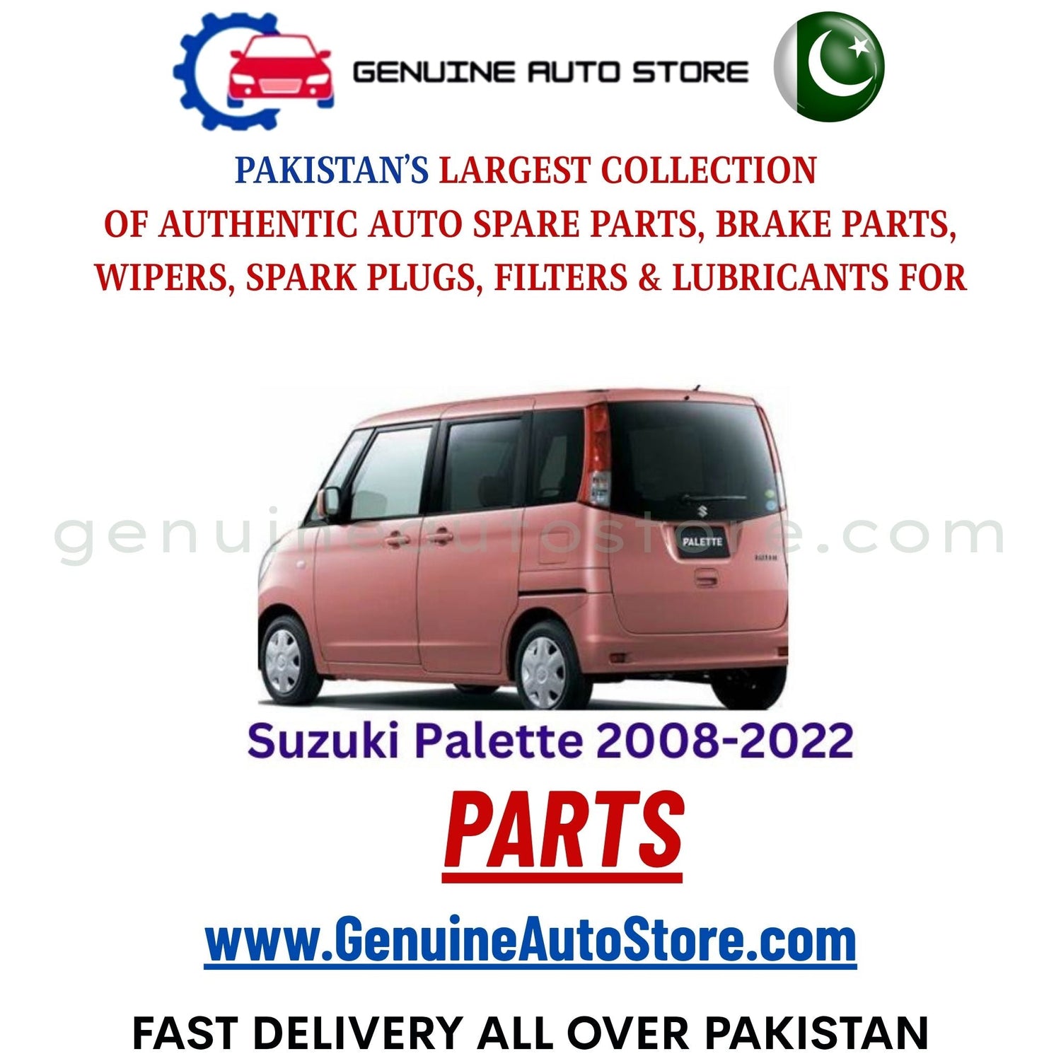 Original Suzuki Palette 2008-2022 parts – brake pads, brake shoe, spark plugs, filters, wipers in Pakistan