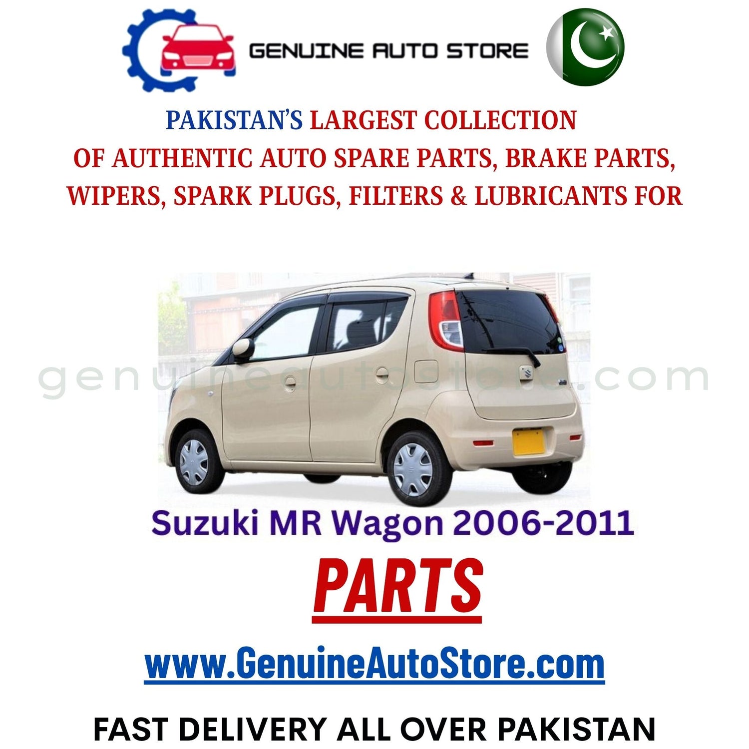 Original Suzuki MR Wagon 2006-2011 parts – brake pads, brake shoe, spark plugs, filters, wipers in Pakistan