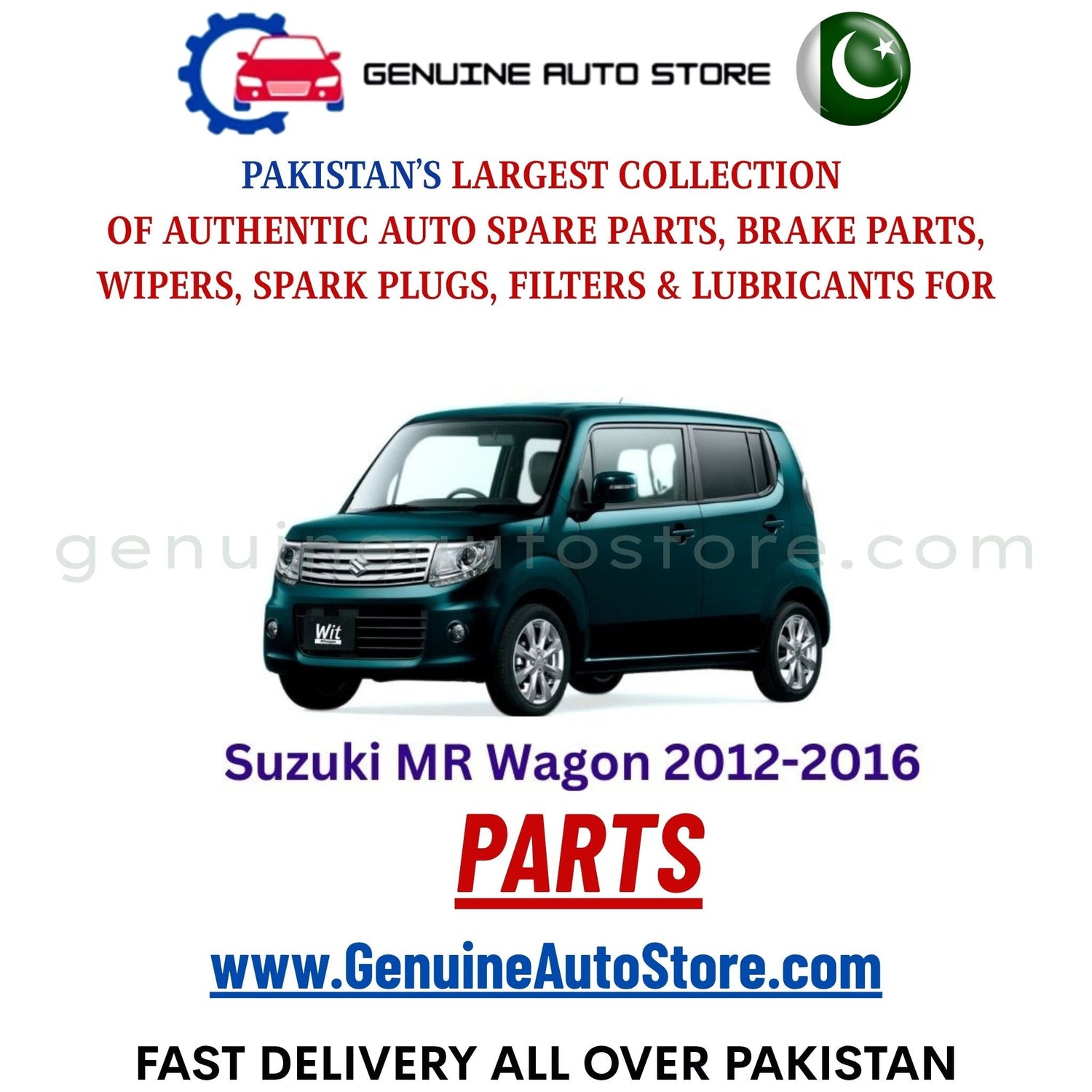Original Suzuki MR Wagon 2012-2016 parts – brake pads, brake shoe, spark plugs, filters, wipers in Pakistan