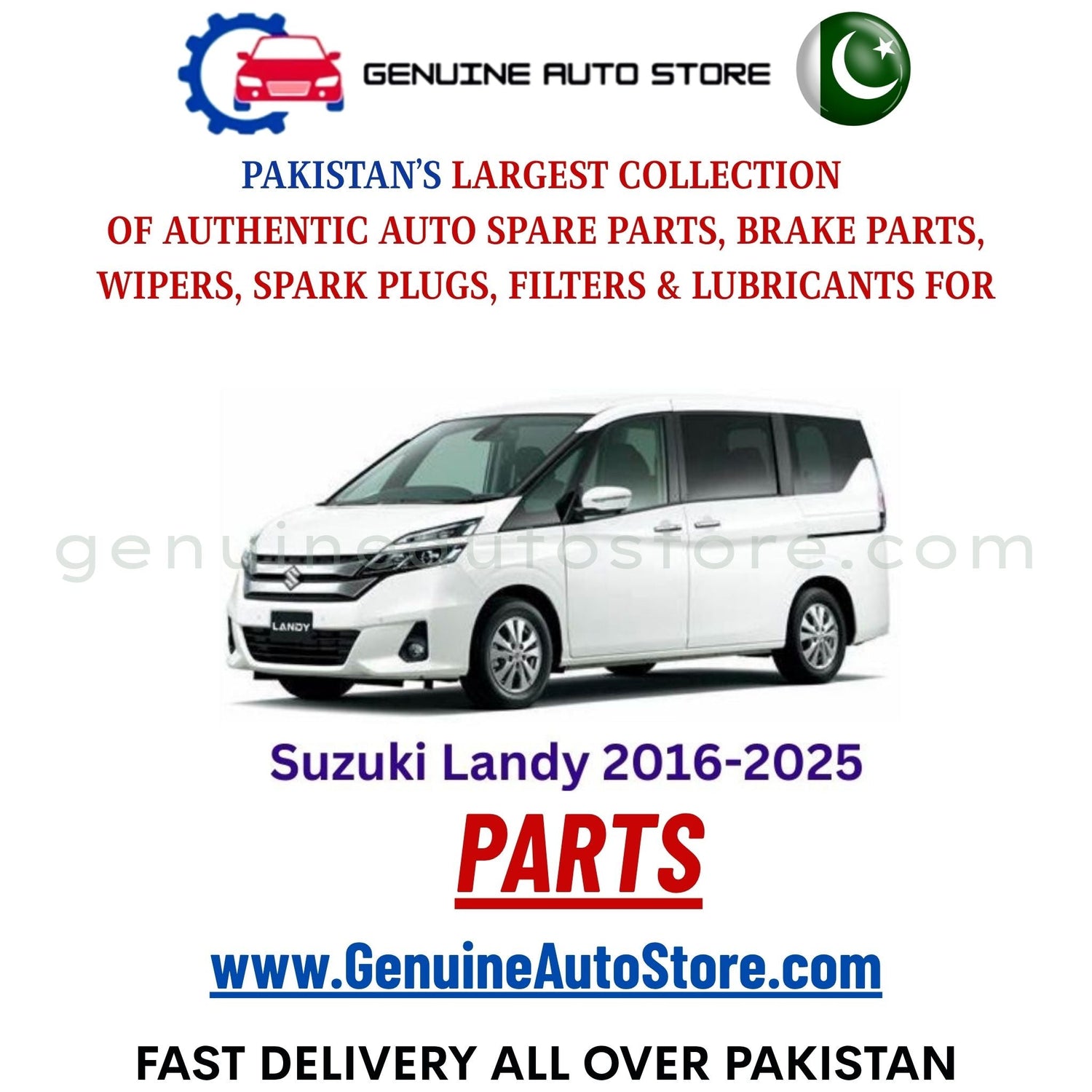 Original Suzuki Landy 2016-2025 parts – brake pads, brake shoe, spark plugs, filters, wipers in Pakistan