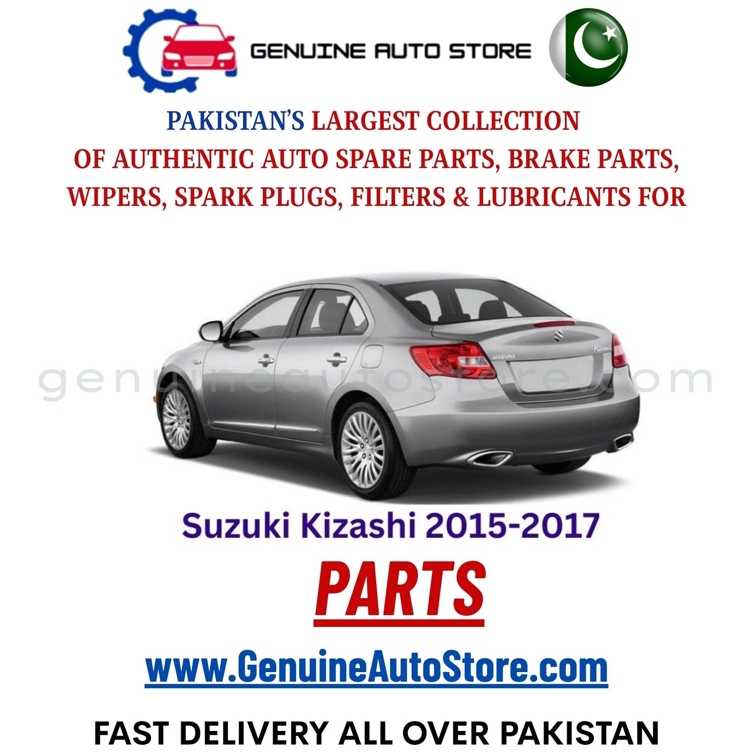 Original Suzuki Kizashi 2015-2017 parts – brake pads, brake shoe, spark plugs, filters, wipers in Pakistan