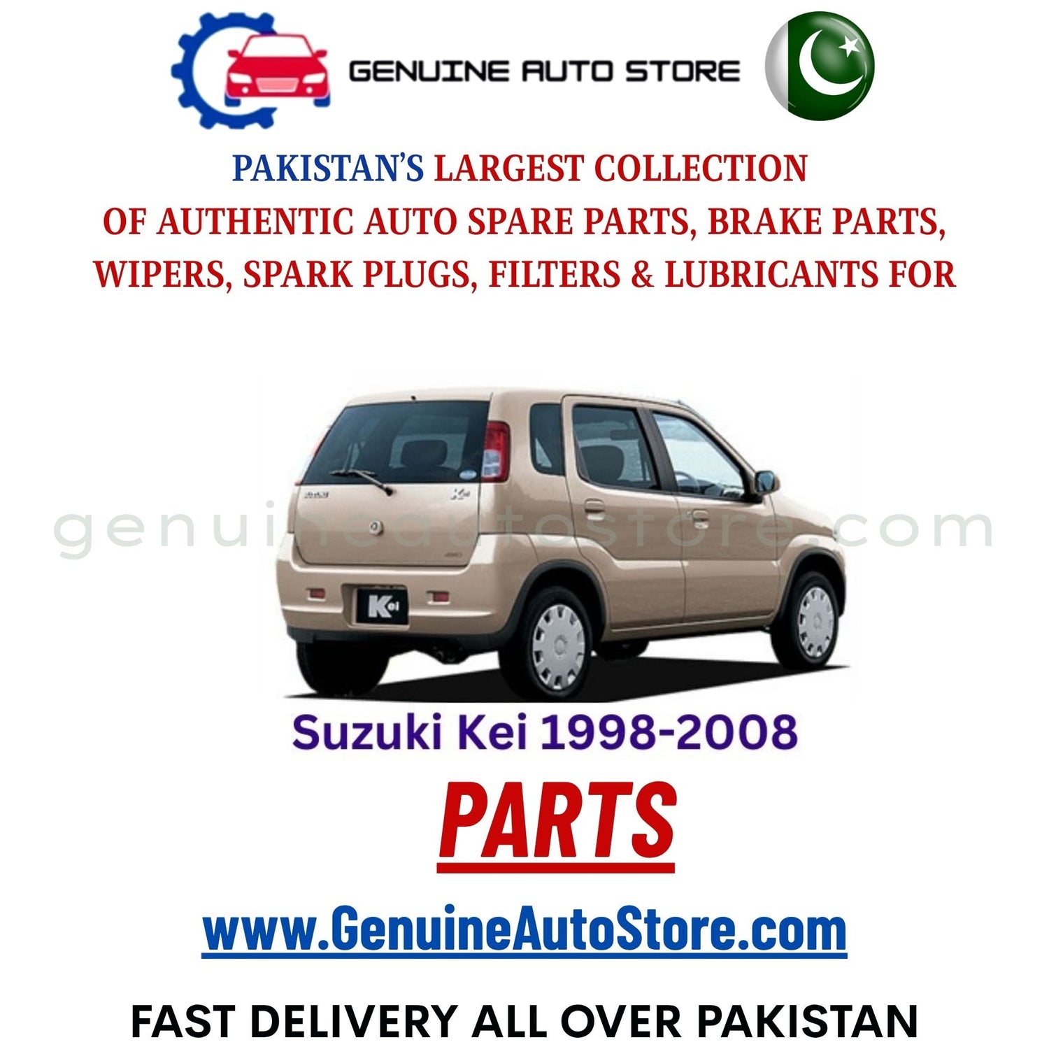 Original Suzuki Kei 1998-2008 parts – brake pads, brake shoe, spark plugs, filters, wipers in Pakistan