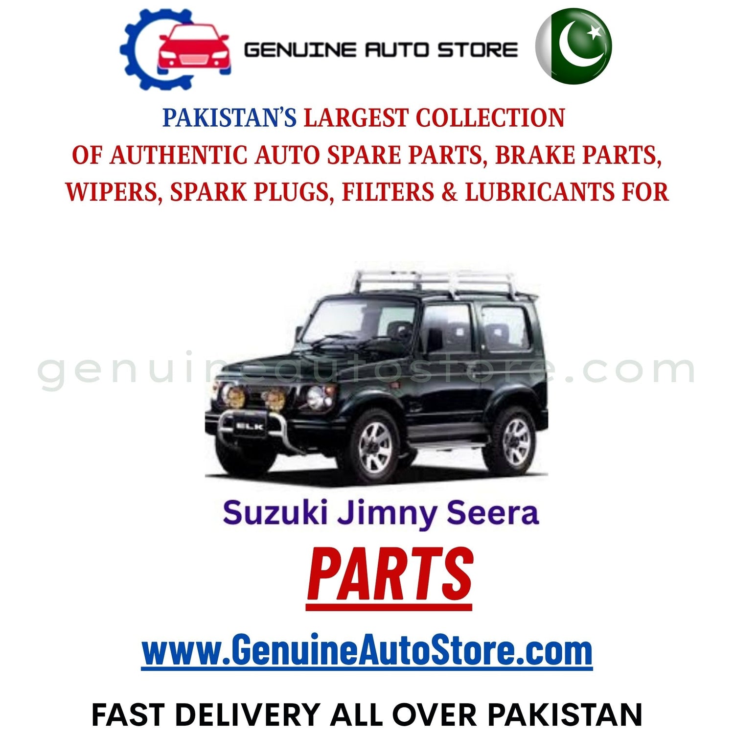 Original Suzuki Jimny parts – brake pads, brake shoe, spark plugs, filters, wipers in Pakistan