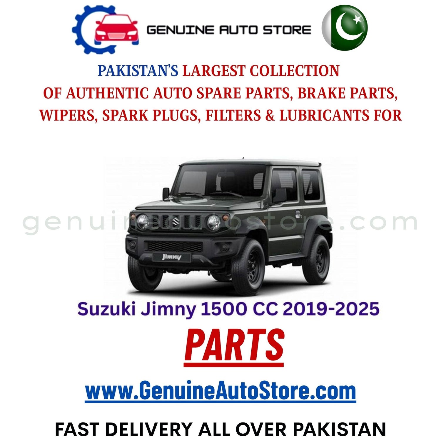 Original Suzuki Jimny 1500 CC 2019-2025 parts – brake pads, brake shoe, spark plugs, filters, wipers in Pakistan