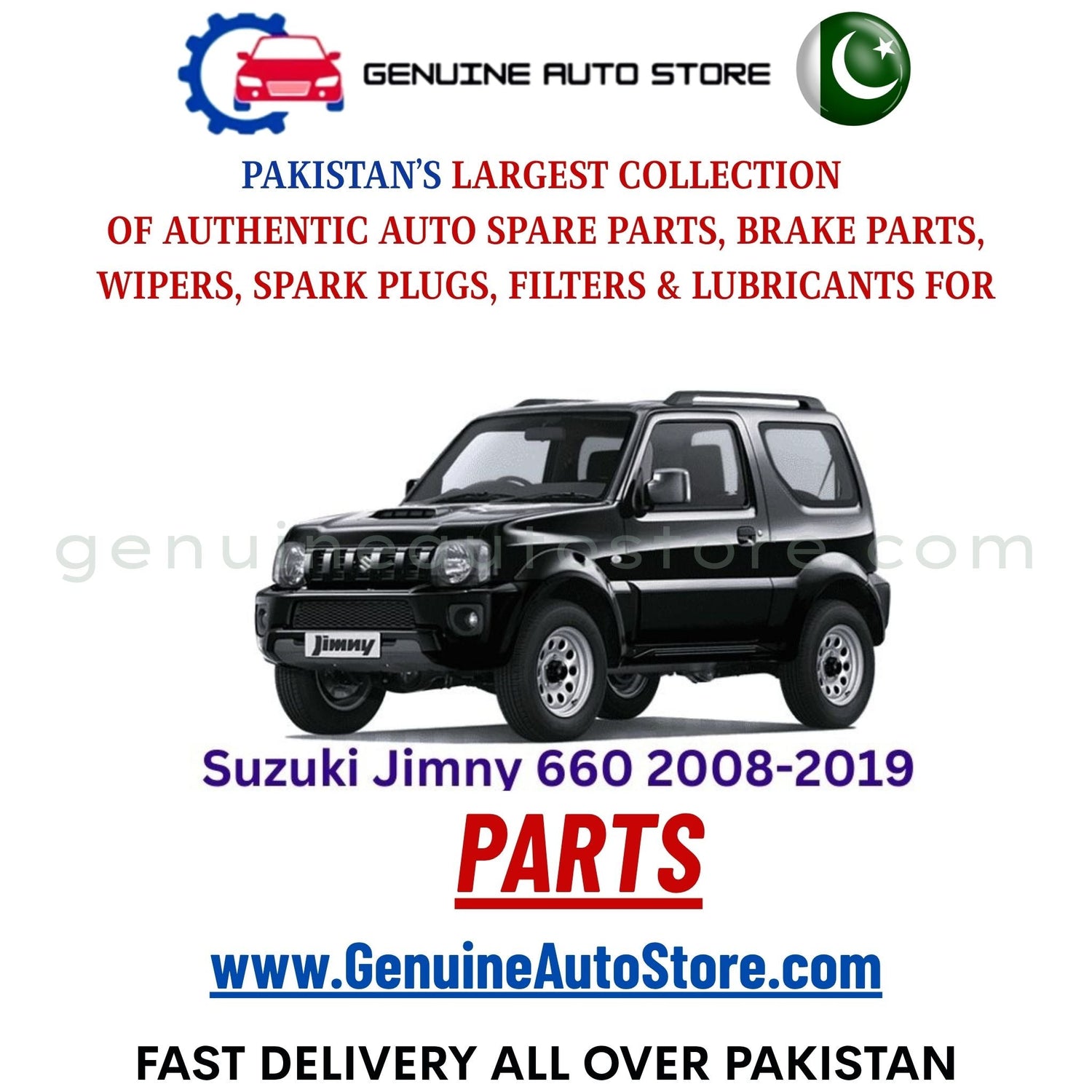 Original Suzuki Jimny 660 2008-2019 parts – brake pads, brake shoe, spark plugs, filters, wipers in Pakistan