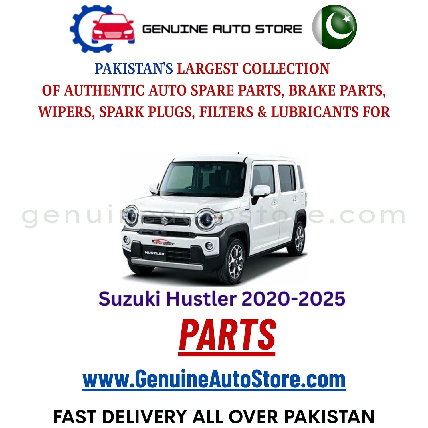 Original Suzuki Hustler 2020-2025 parts – brake pads, brake shoe, spark plugs, filters, wipers in Pakistan