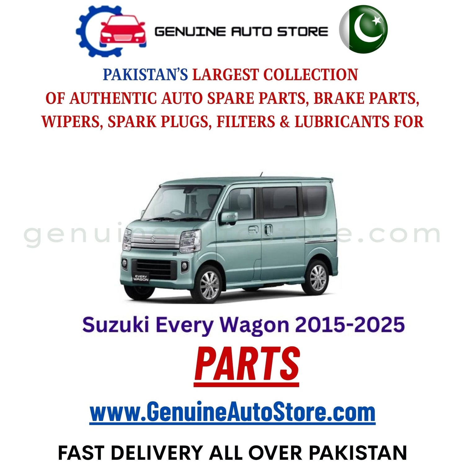 Original Suzuki Every Wagon 2015-2025 parts – brake pads, brake shoe, spark plugs, filters, wipers in Pakistan
