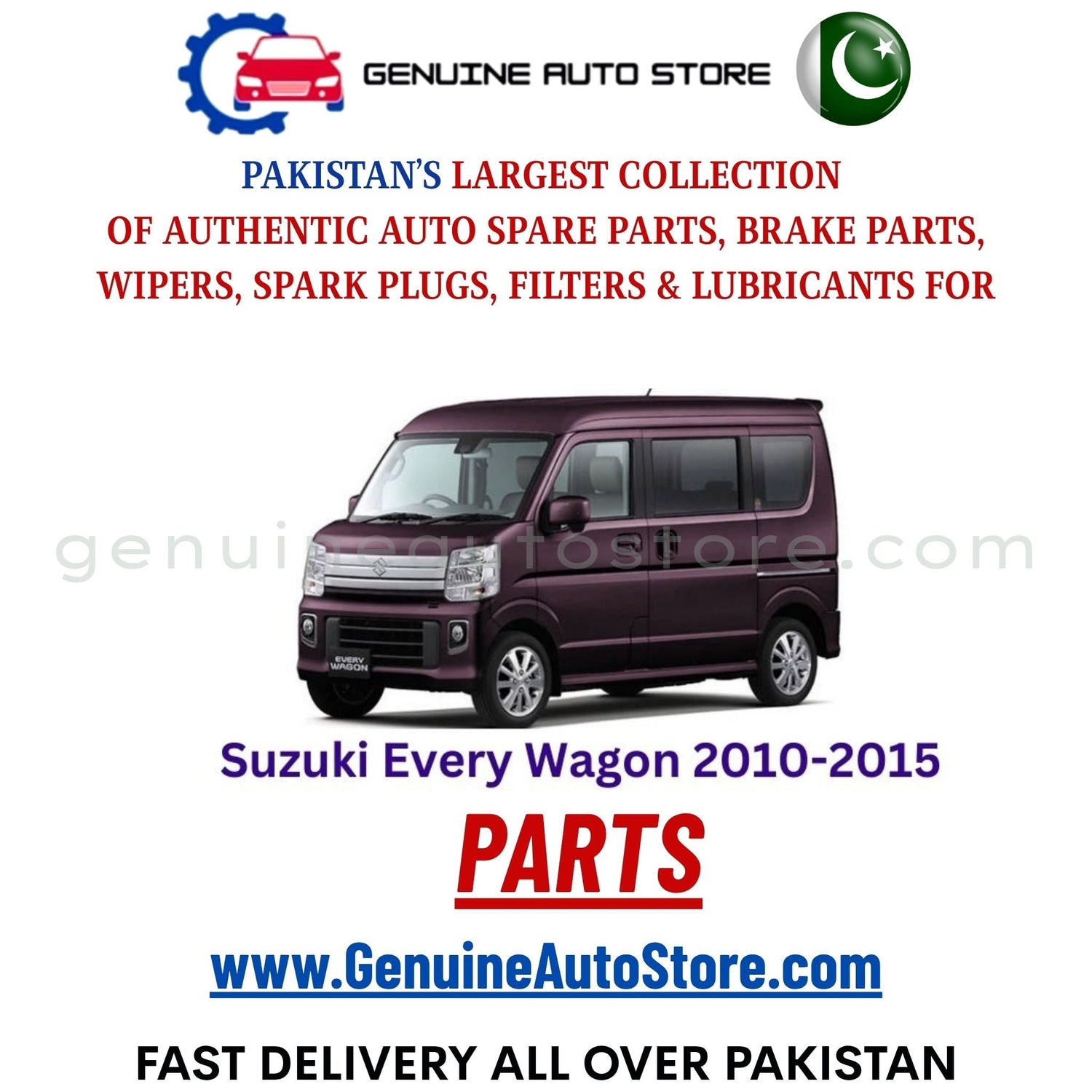 Original Suzuki Every Wagon 2010-2015 parts – brake pads, brake shoe, spark plugs, filters, wipers in Pakistan