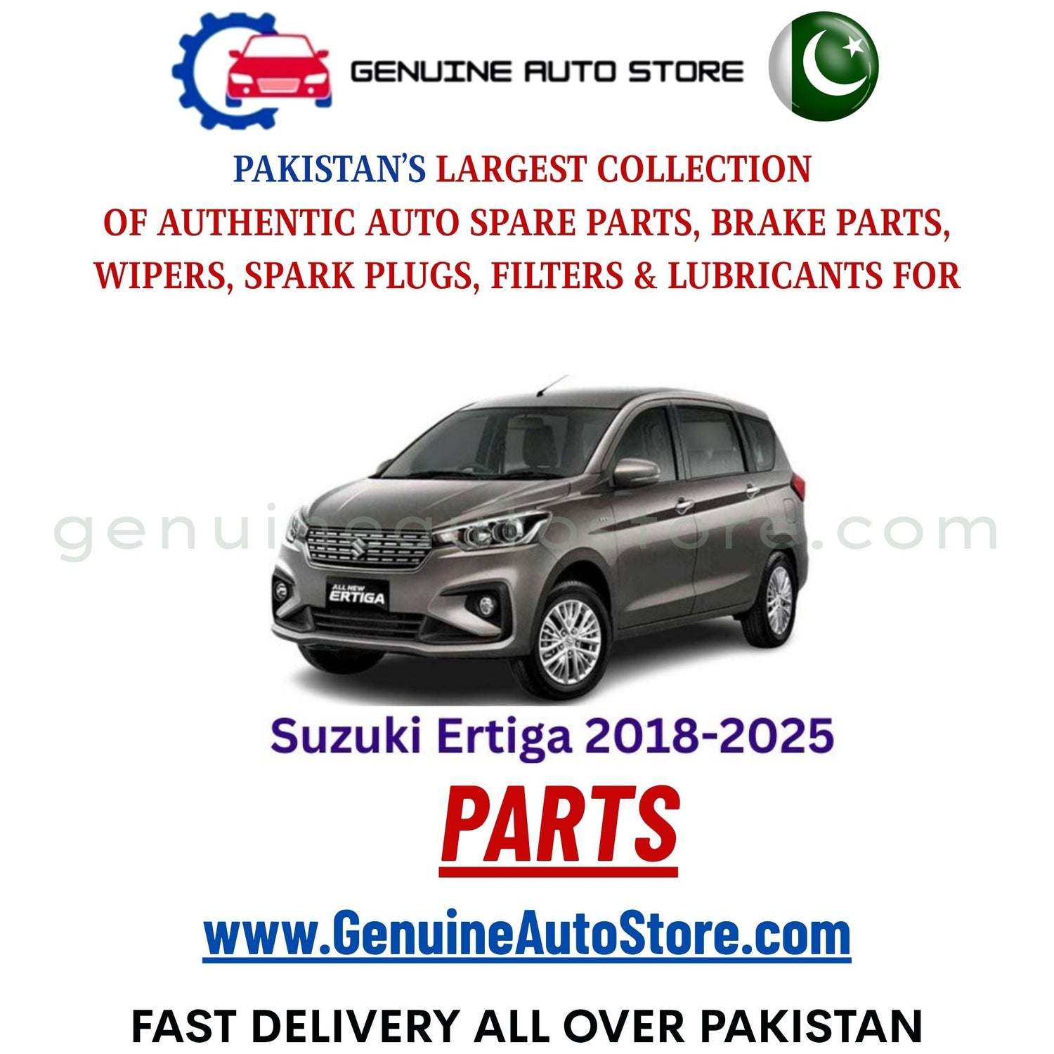 Original Suzuki Ertiga 2018-2025 parts – brake pads, brake shoe, spark plugs, filters, wipers in Pakistan