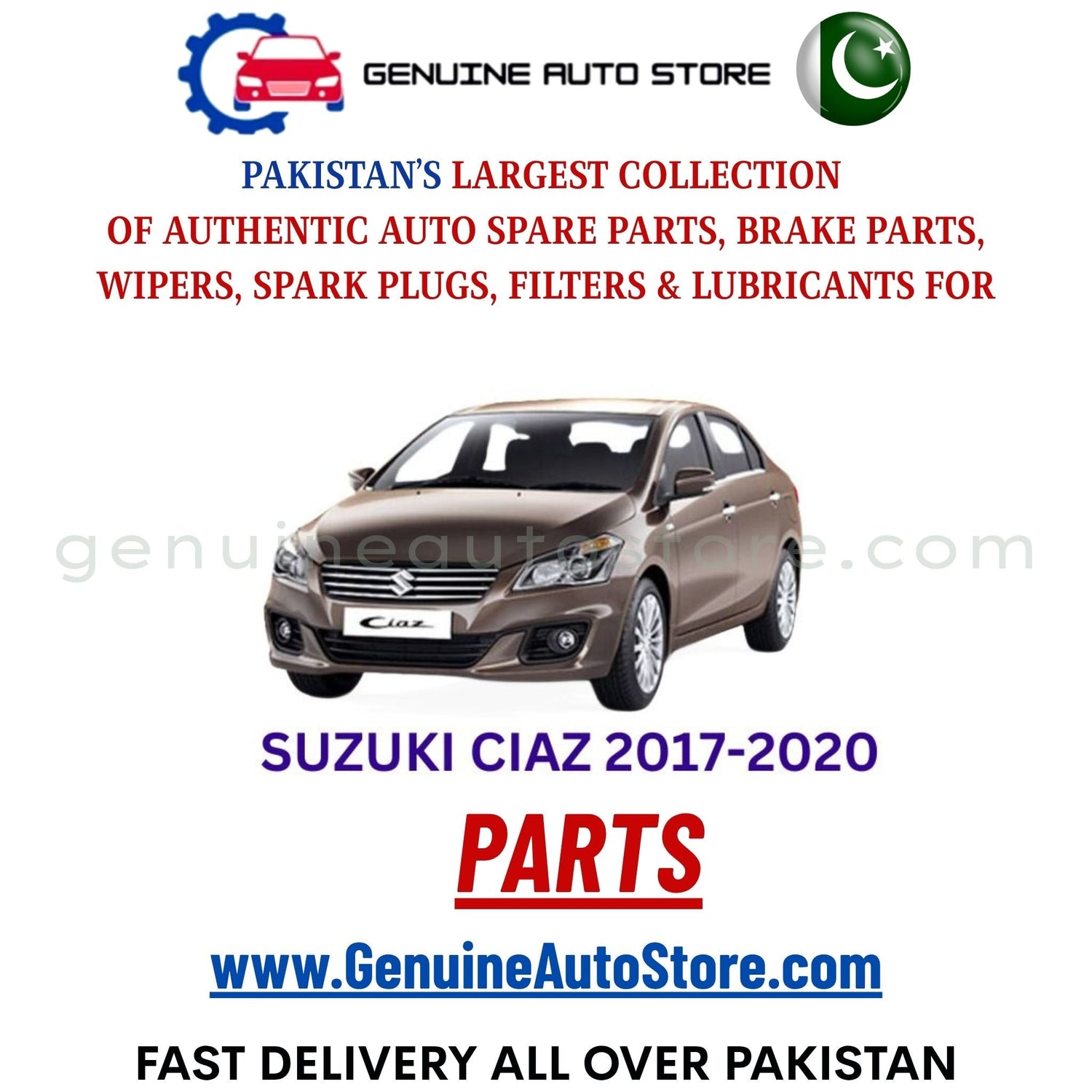 Original SUZUKI CIAZ 2017-2020 parts – brake pads, brake shoe, spark plugs, filters, wipers in Pakistan
