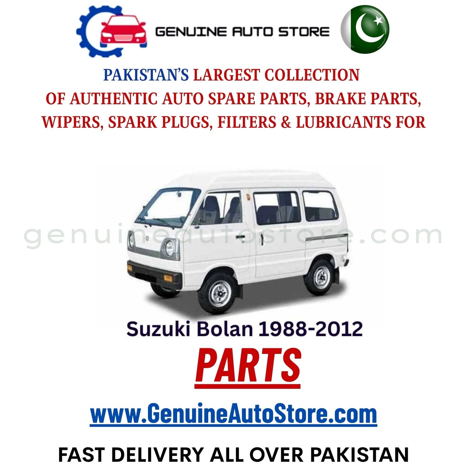 Original Suzuki Bolan 1988-2012 parts – brake pads, brake shoe, spark plugs, filters, wipers in Pakistan