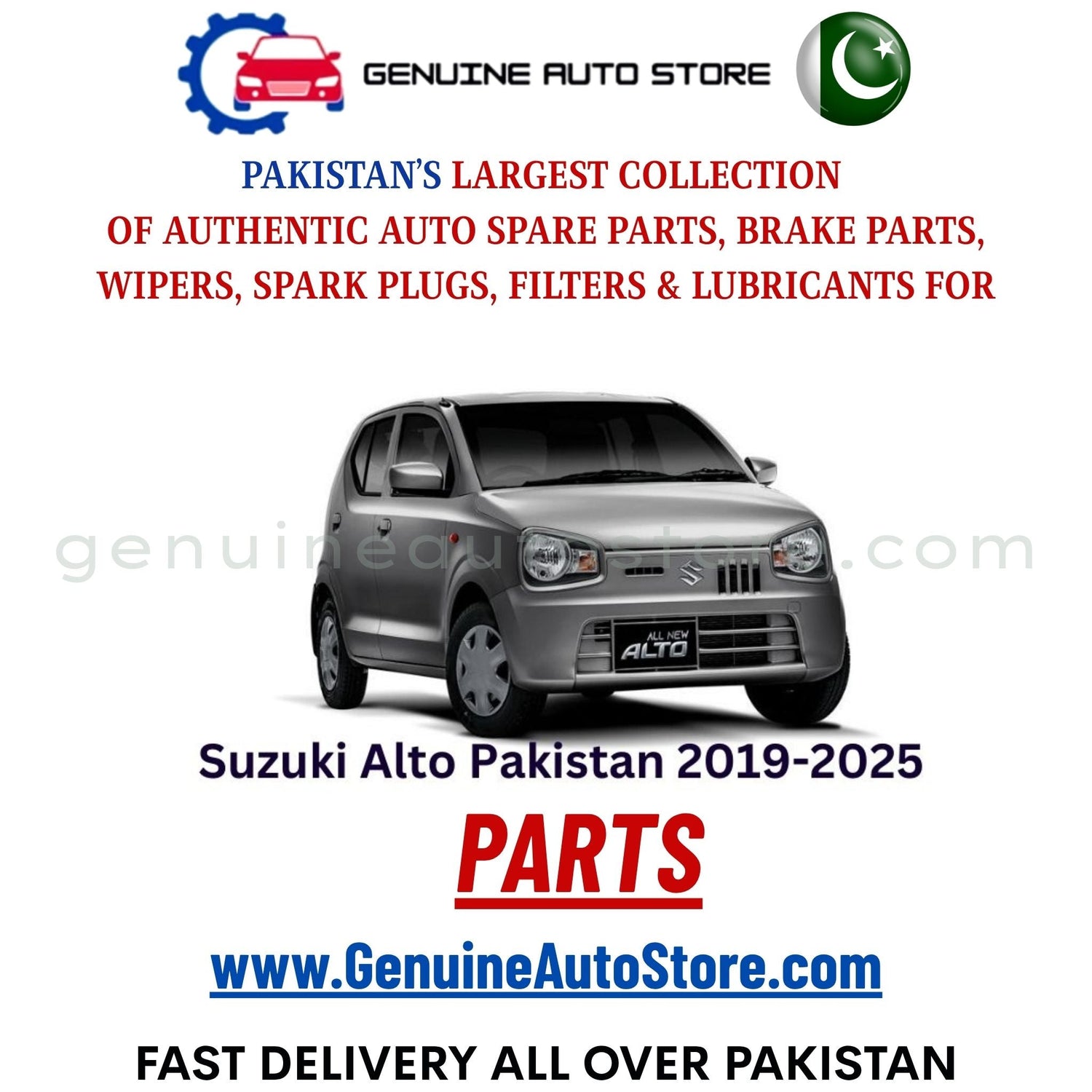 Original Suzuki Alto Pakistan 2019-2025 parts – brake pads, brake shoe, spark plugs, filters, wipers in Pakistan
