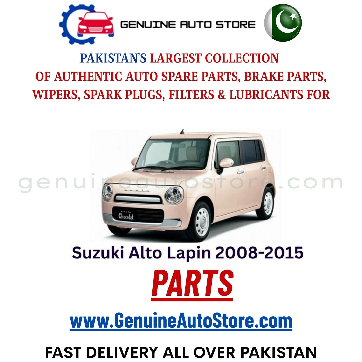 Original Suzuki Alto Lapin 2008-2015 parts – brake pads, brake shoe, spark plugs, filters, wipers in Pakistan