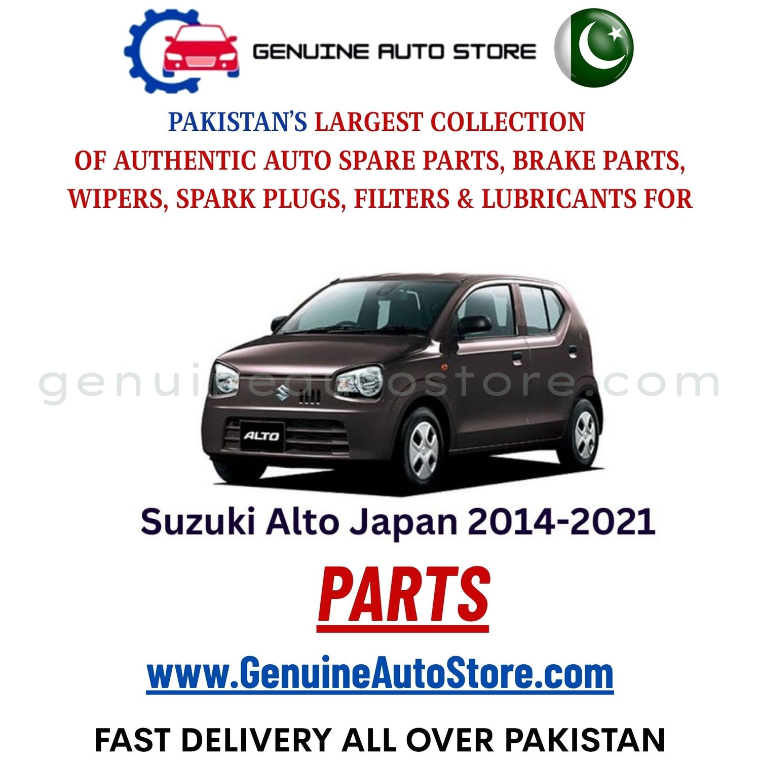 Original Suzuki Alto Japan 2014-2021 parts – brake pads, brake shoe, spark plugs, filters, wipers in Pakistan