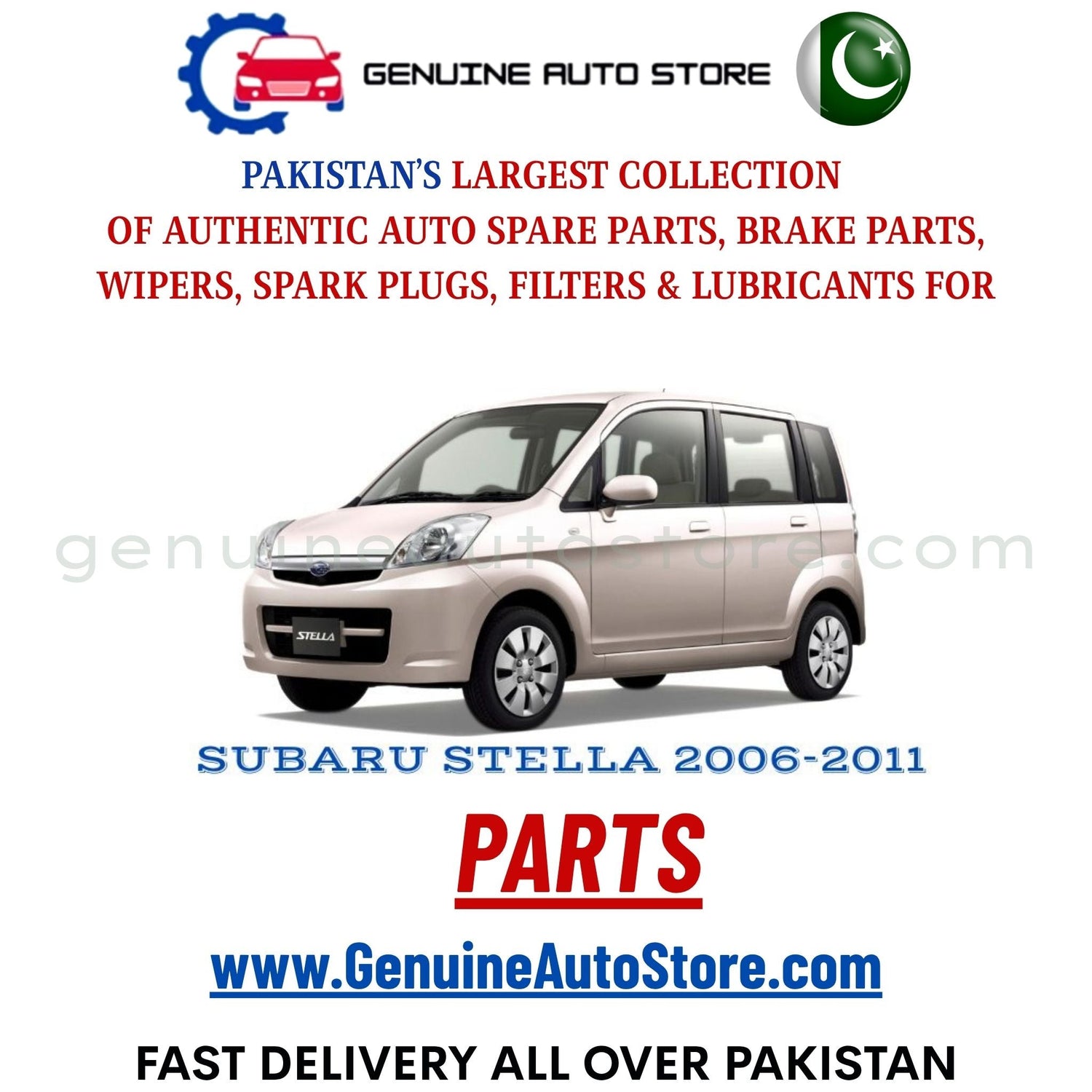 Original SUBARU STELLA 2006-2011 parts – brake pads, brake shoe, spark plugs, filters, wipers in Pakistan