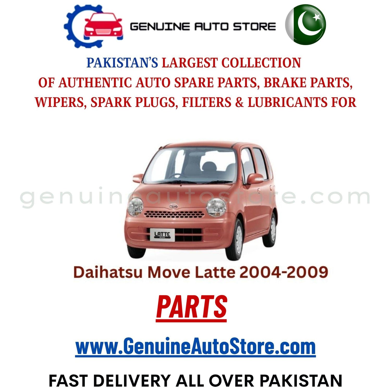 Original DAIHATSU MOVE LATTE 2004-2009 parts – brake pads, brake shoe, spark plugs, filters, wipers in Pakistan