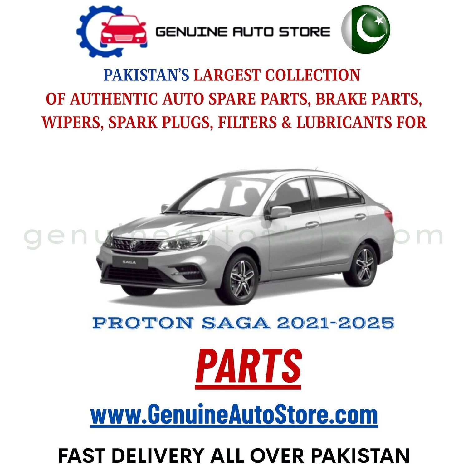 Original PROTON SAGA 2021-2025 parts – brake pads, brake shoe, spark plugs, filters, wipers in Pakistan