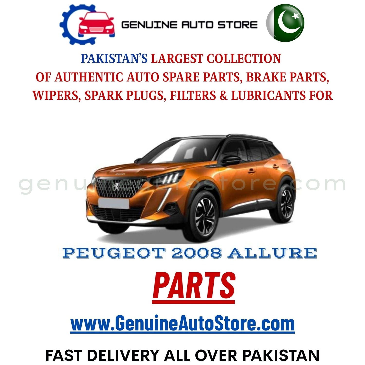 Original PEUGEOT 2008 parts – brake pads, brake shoe, spark plugs, filters, wipers in Pakistan