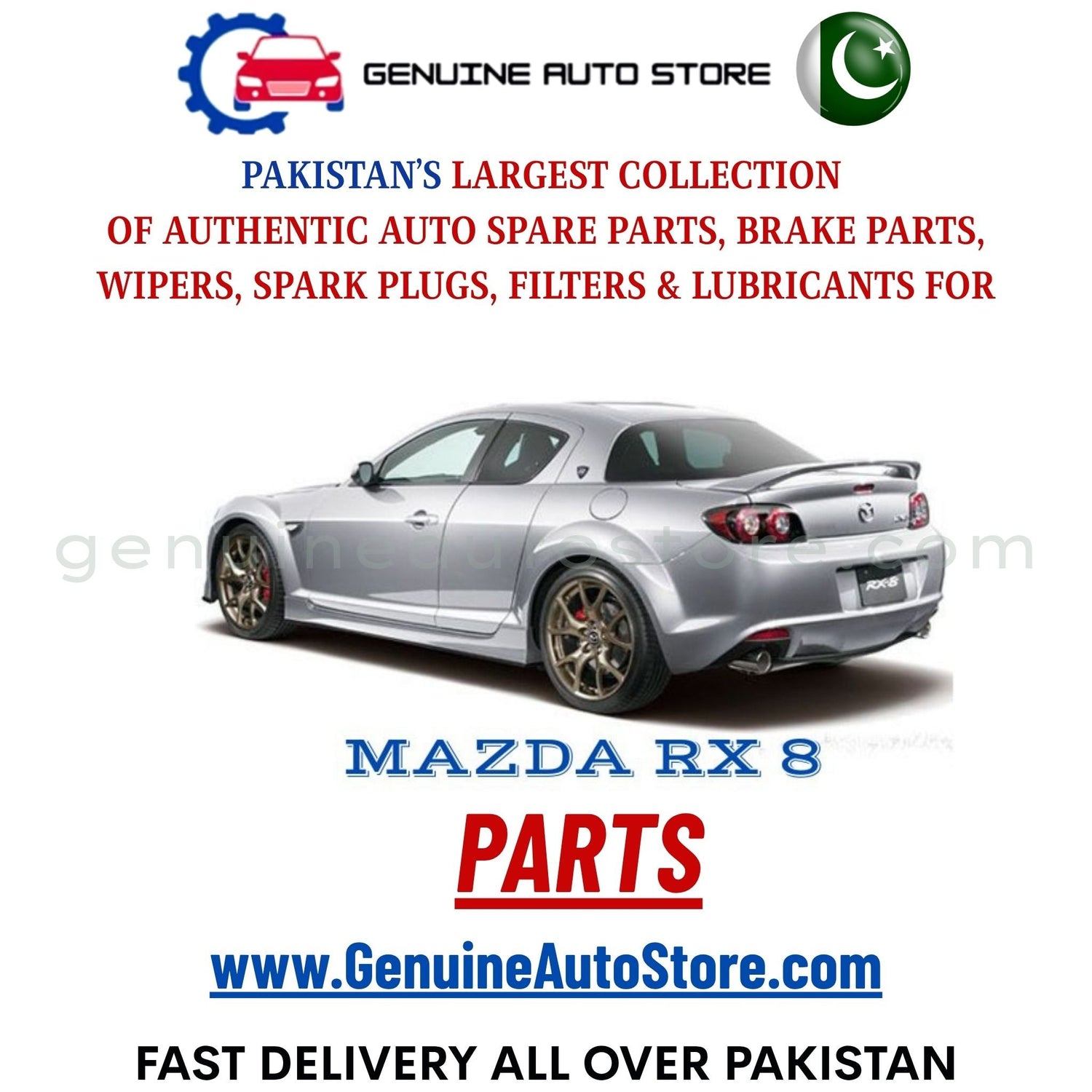 Original MAZDA RX parts – brake pads, brake shoe, spark plugs, filters, wipers in Pakistan
