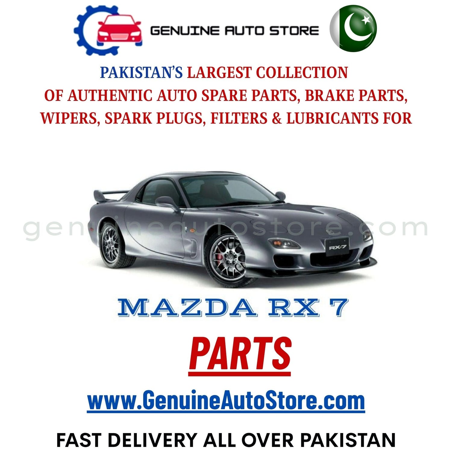 Original MAZDA RX parts – brake pads, brake shoe, spark plugs, filters, wipers in Pakistan