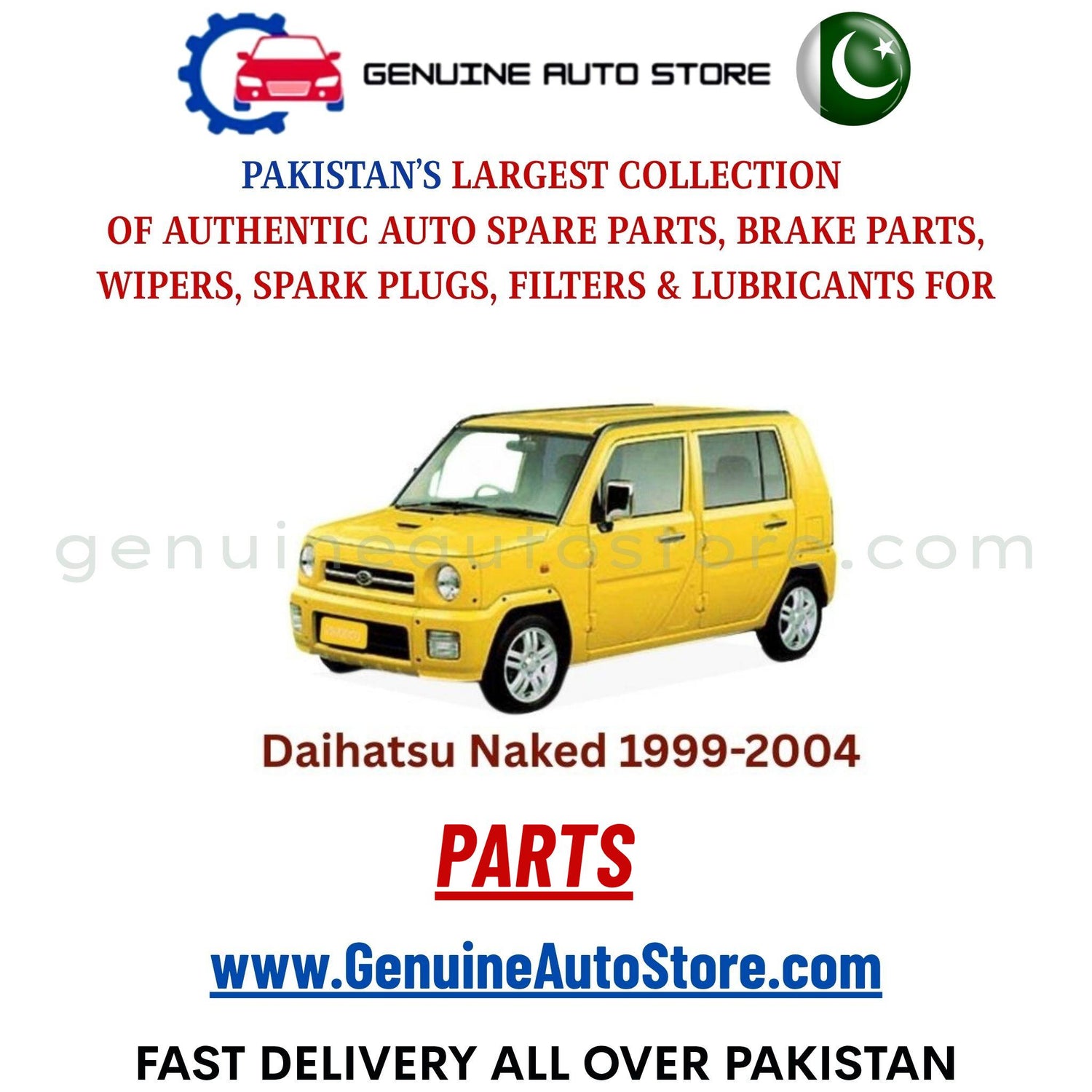 Original DAIHATSU NAKED 1999-2004 parts – brake pads, brake shoe, spark plugs, filters, wipers in Pakistan
