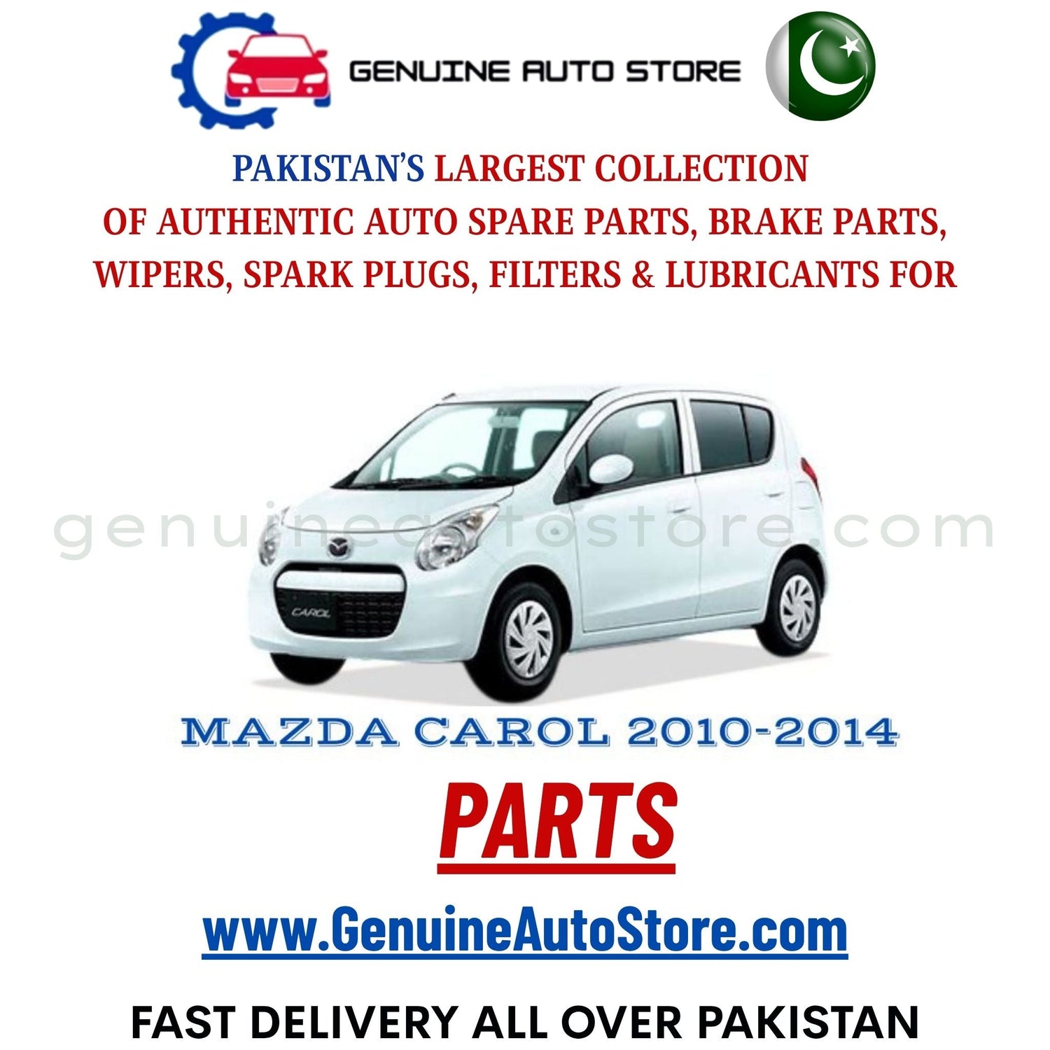 Original MAZDA CAROL 2010-2014 parts – brake pads, brake shoe, spark plugs, filters, wipers in Pakistan