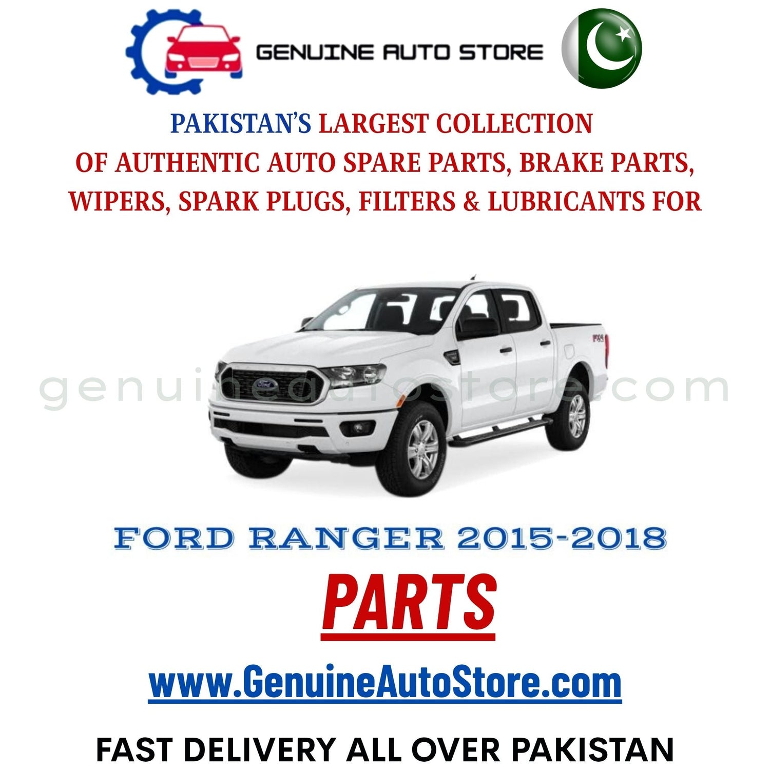 Original FORD RANGER 2015-2018 parts – brake pads, brake shoe, spark plugs, filters, wipers in Pakistan