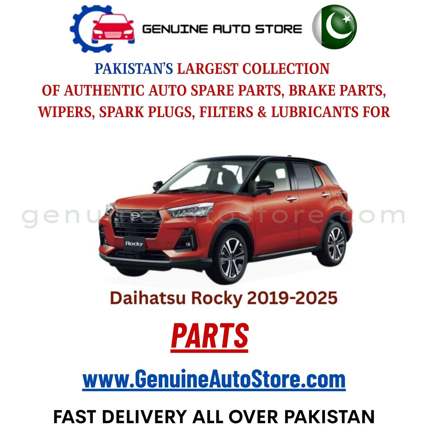 Original DAIHATSU ROCKY 2019-2025 parts – brake pads, brake shoe, spark plugs, filters, wipers in Pakistan