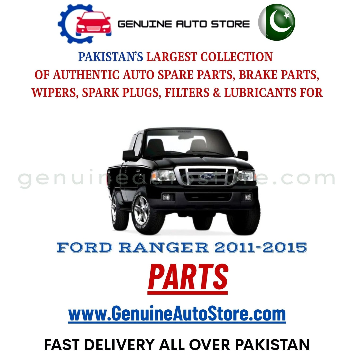 Original FORD RANGER 2011-2015 parts – brake pads, brake shoe, spark plugs, filters, wipers in Pakistan