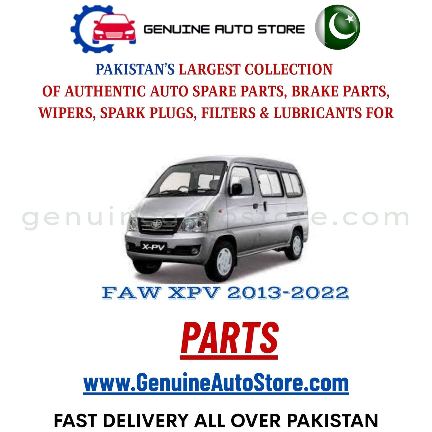 Original FAW XPV 2013-2022 parts – brake pads, brake shoe, spark plugs, filters, wipers in Pakistan