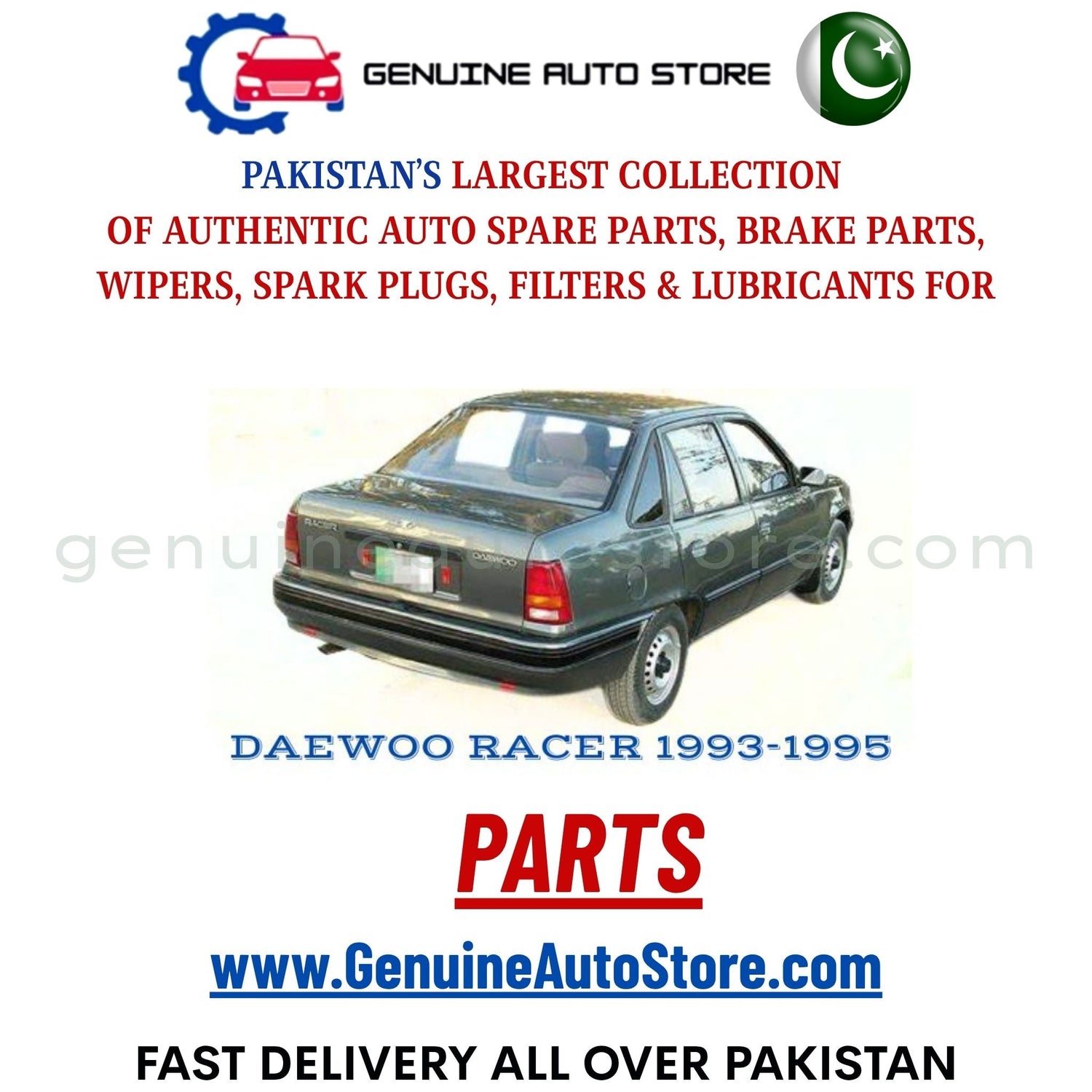 Original DAEWOO RACER 1993-1995 parts – brake pads, brake shoe, spark plugs, filters, wipers in Pakistan