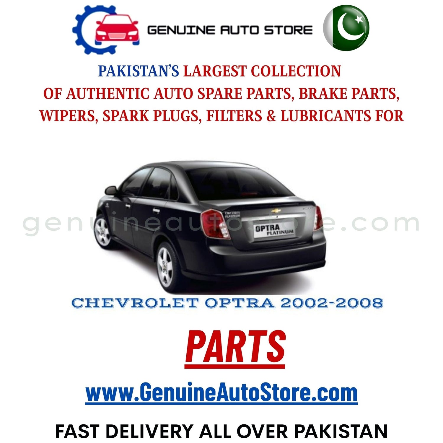 Original CHEVROLET OPTRA 2002-2008 parts – brake pads, brake shoe, spark plugs, filters, wipers in Pakistan