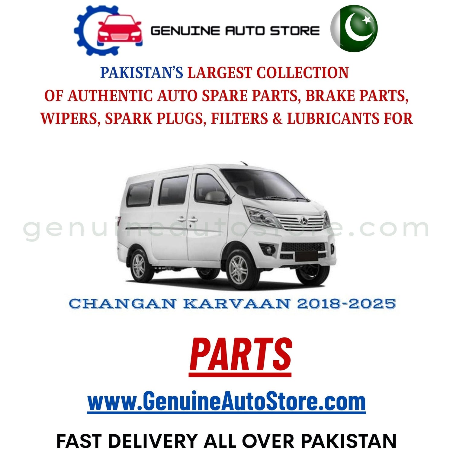 Original CHANGAN KARVAAN 2018-2025 parts – brake pads, brake shoe, spark plugs, filters, wipers in Pakistan