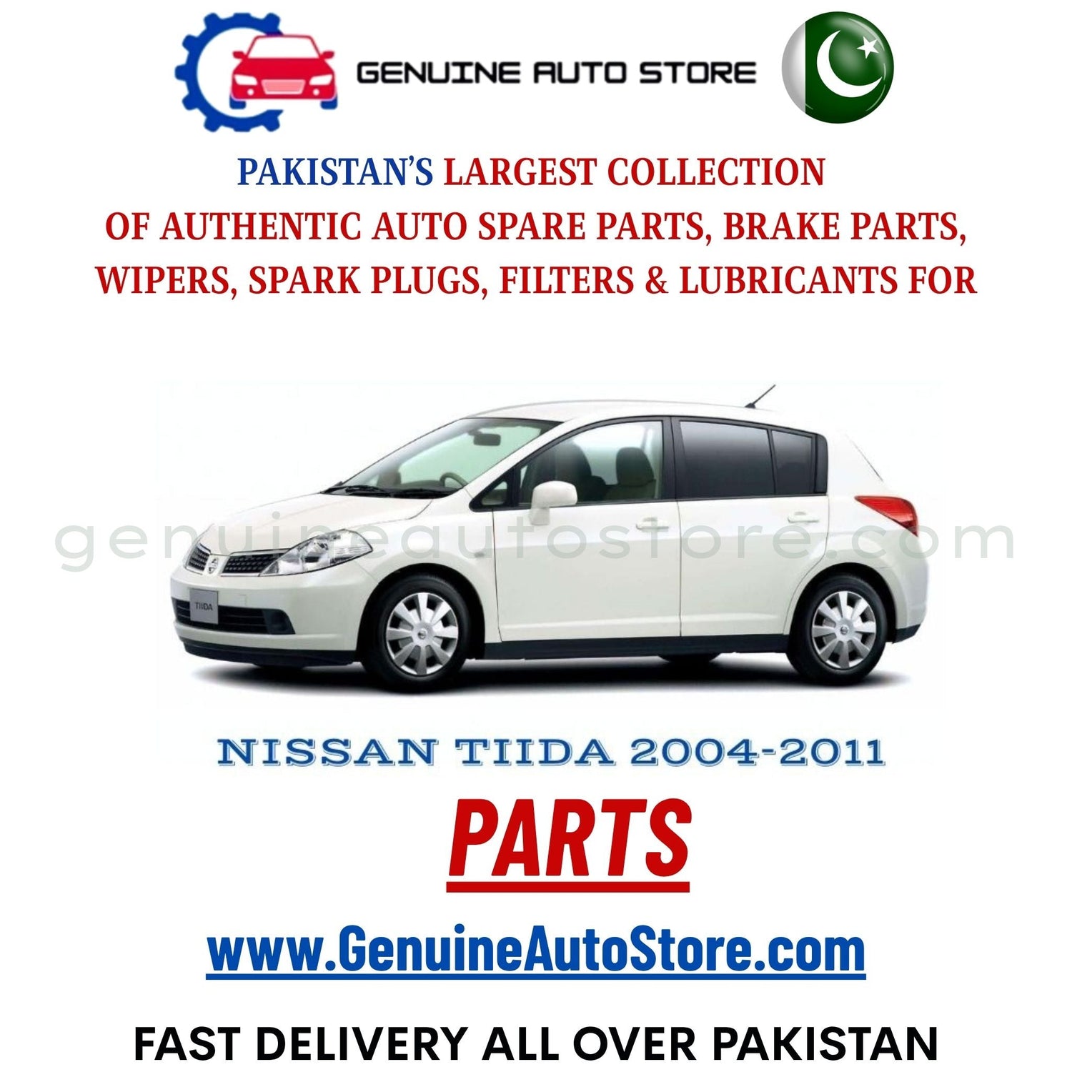 Original NISSAN TIIDA 2004-2011 parts – brake pads, brake shoe, spark plugs, filters, wipers in Pakistan