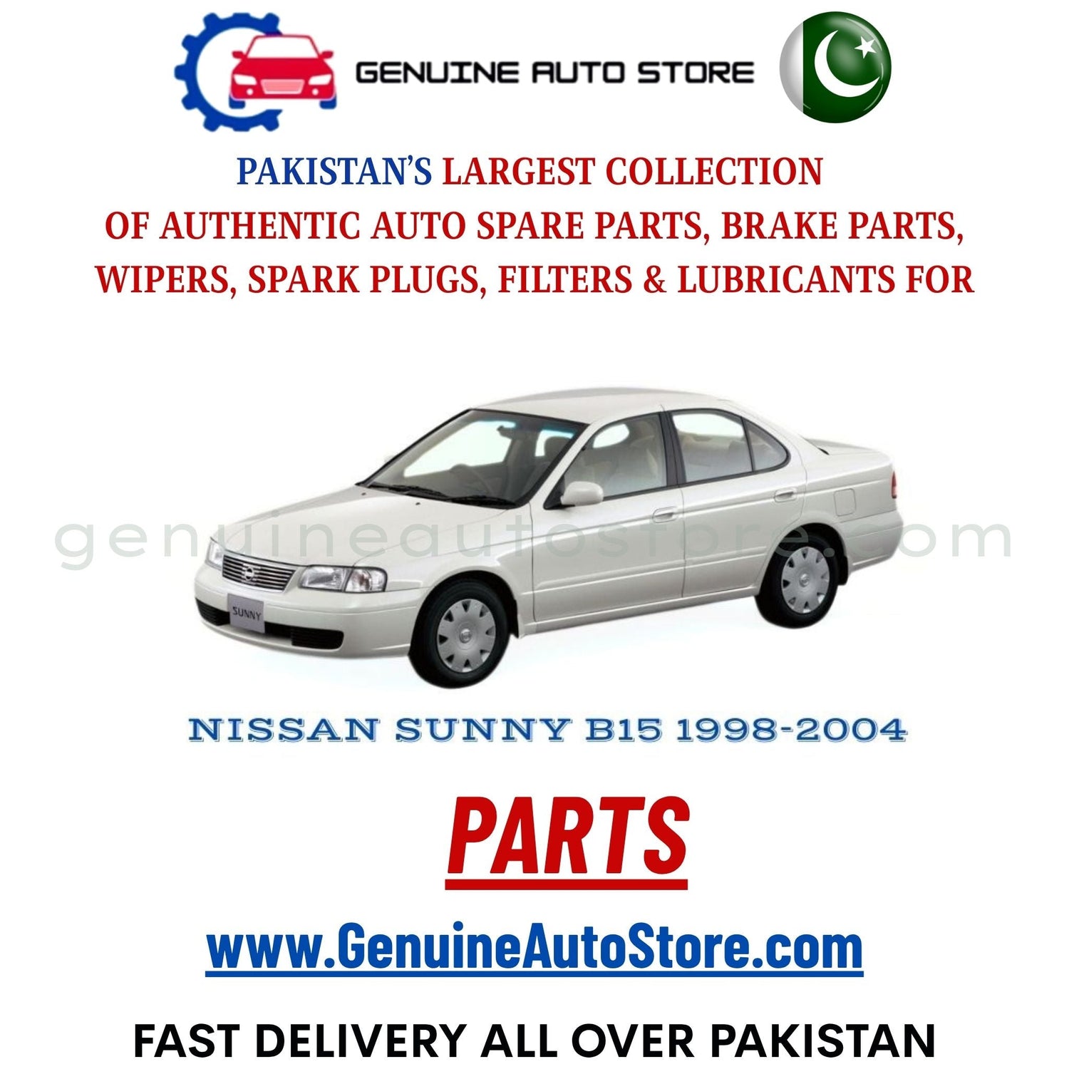 Original NISSAN SUNNY B15 1998-2004 parts – brake pads, brake shoe, spark plugs, filters, wipers in Pakistan