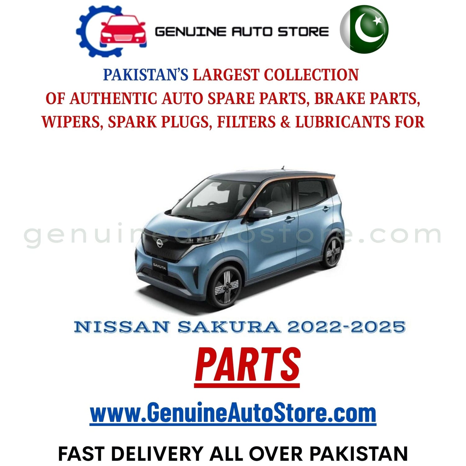 Original NISSAN SAKURA 2022-2025 parts – brake pads, brake shoe, spark plugs, filters, wipers in Pakistan