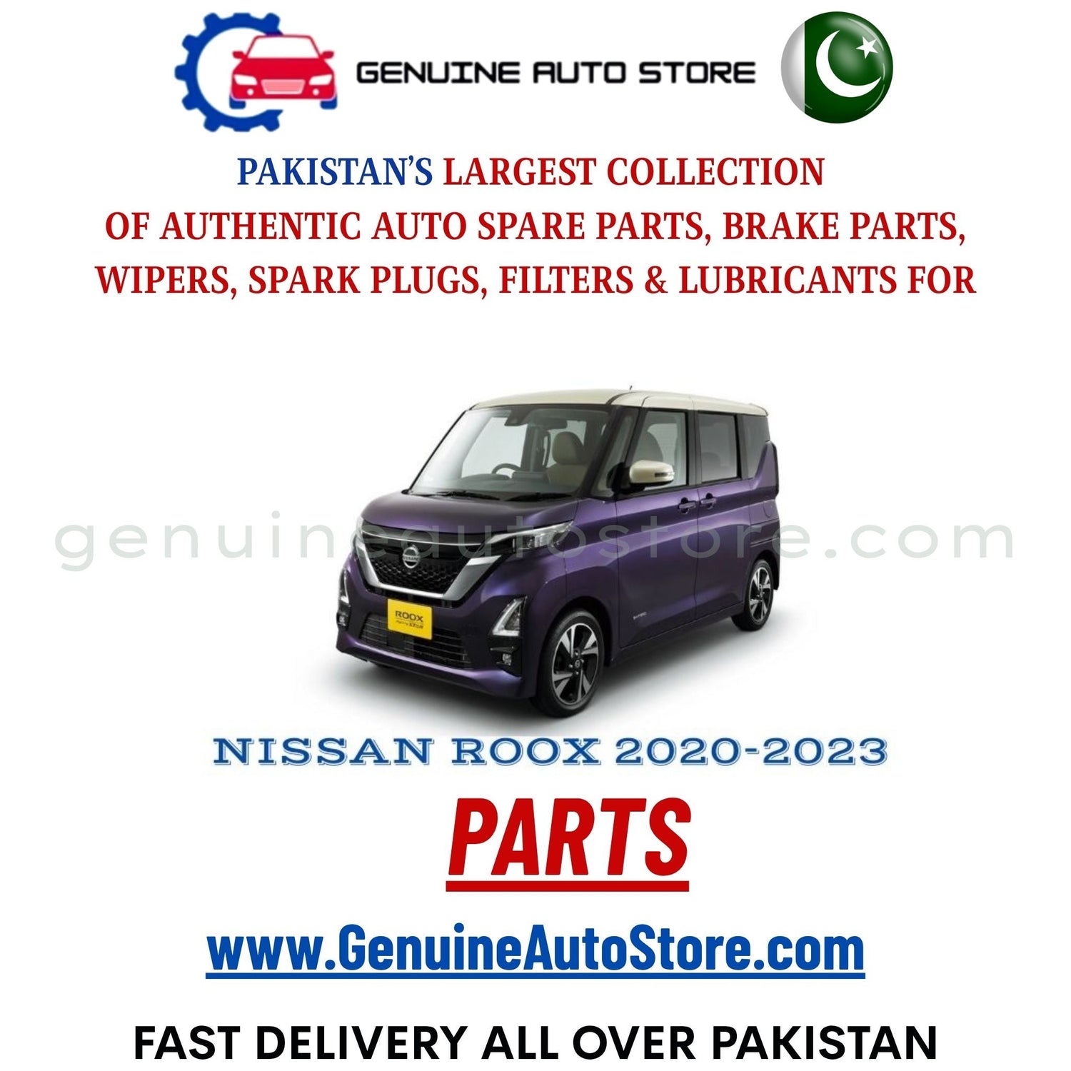 Original NISSAN ROOX 2020-2023 parts – brake pads, brake shoe, spark plugs, filters, wipers in Pakistan