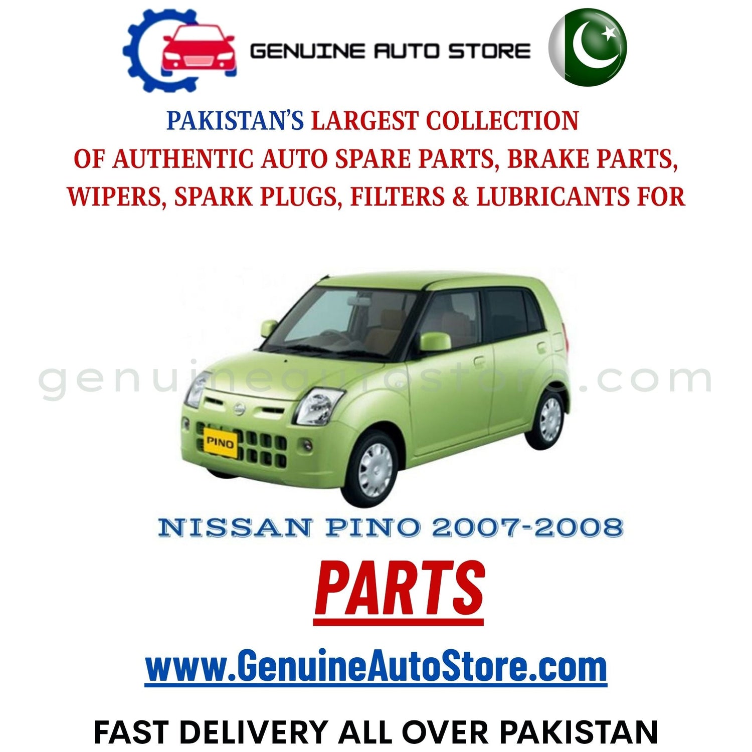 Original NISSAN PINO 2007-2008 parts – brake pads, brake shoe, spark plugs, filters, wipers in Pakistan