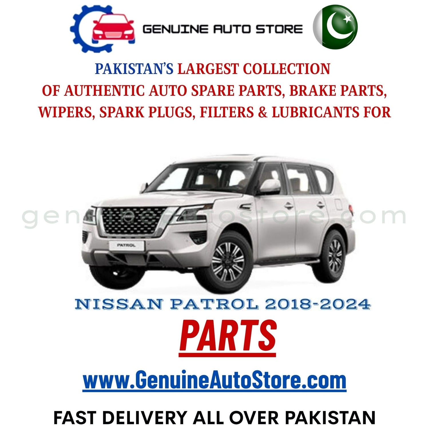 Original NISSAN PATROL 2018-2024 parts – brake pads, brake shoe, spark plugs, filters, wipers in Pakistan
