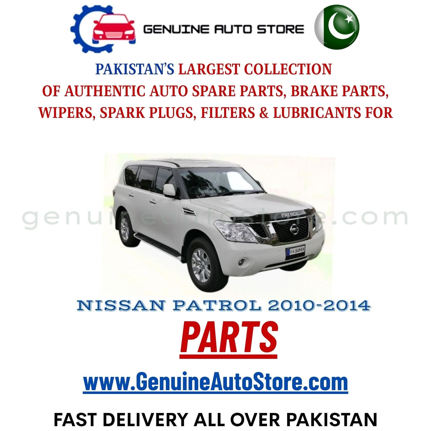 Original NISSAN PATROL 2010-2014 parts – brake pads, brake shoe, spark plugs, filters, wipers in Pakistan