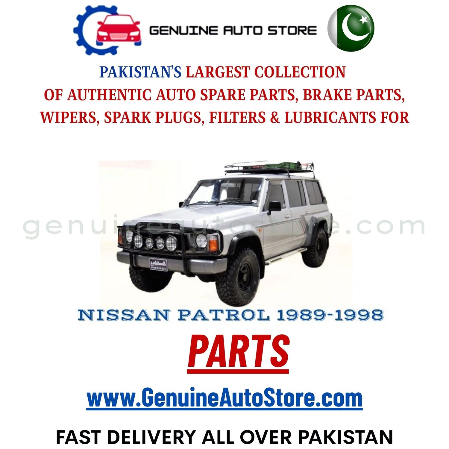 Original NISSAN PATROL 1989-1998 parts – brake pads, brake shoe, spark plugs, filters, wipers in Pakistan